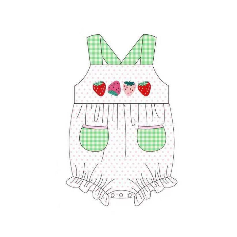 preorder SR3899 Strawberry Pockets Girls Romper