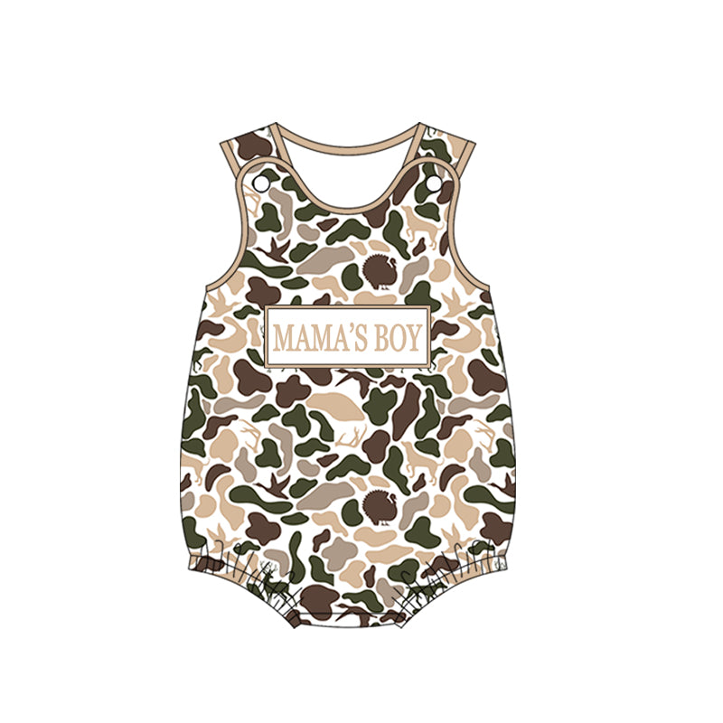 preorder SR3909 Mama's Boy Camo Sleeveless Boys Romper