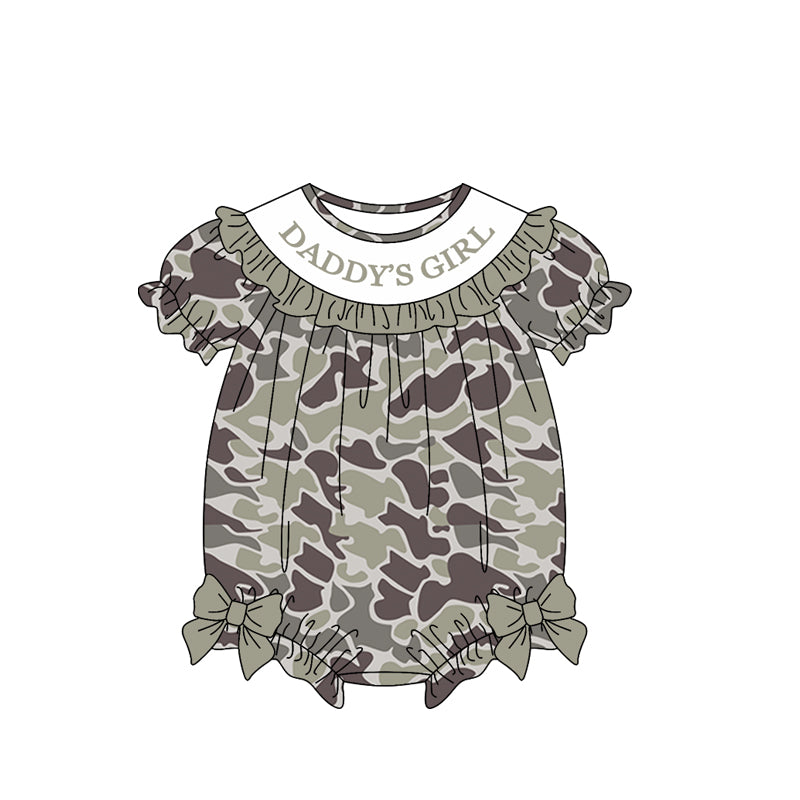 preorder SR3912 Daddy's Girl Camo Short Sleeve Girls Romper