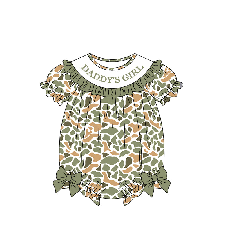 preorder SR3918 Daddy's Girl Camo Short Sleeve Girls Romper