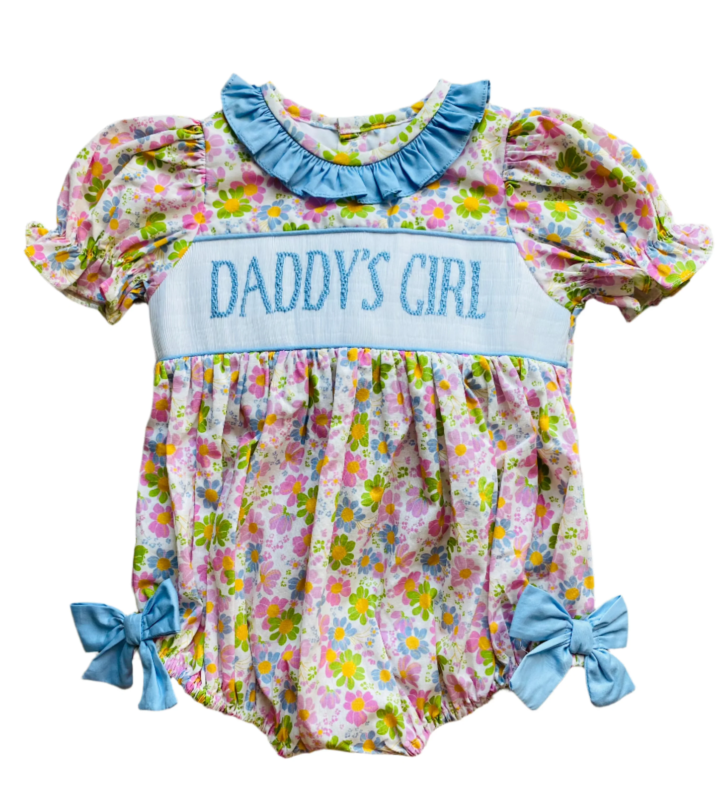 preorder SR3933 Daddy's Girl Flowers Short Sleeve Girls Romper