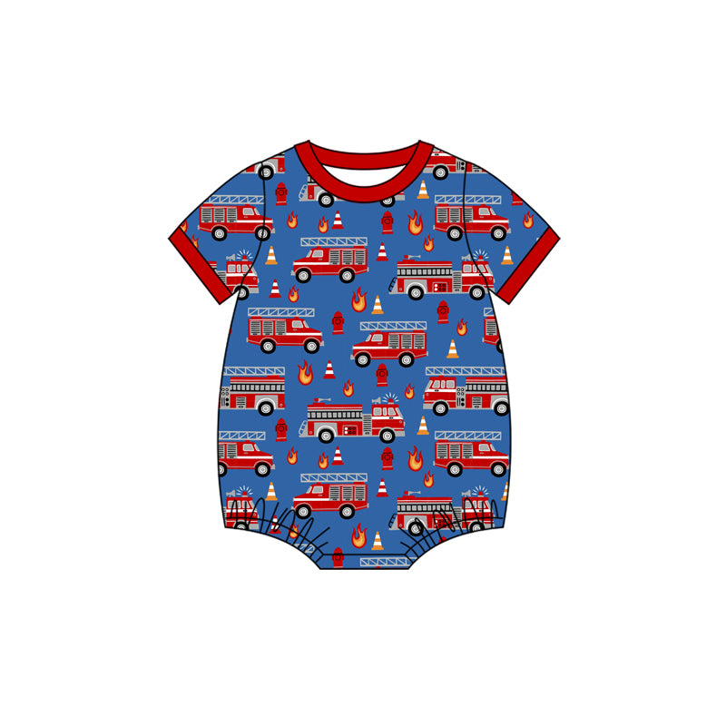 preorder SR4033 Firetruck Short Sleeve Boys Romper