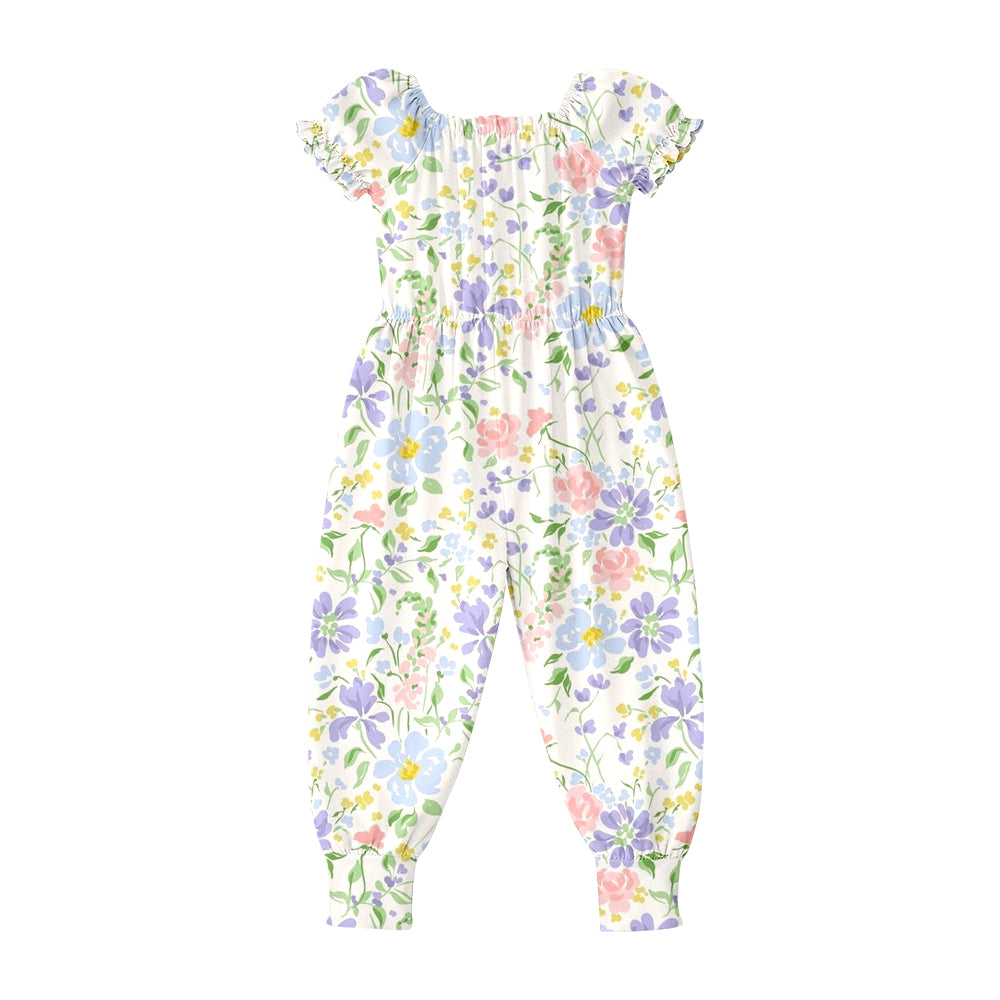 preorder SR4070 Flowers Short Sleeve Girls Romper