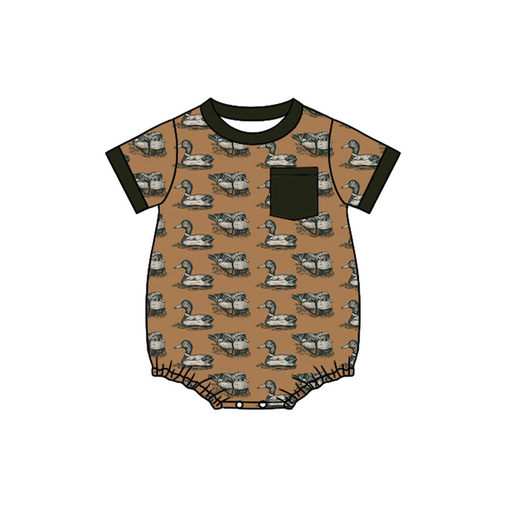 preorder SR4077 Mallard Duck Pocket Short Sleeve Boys Romper