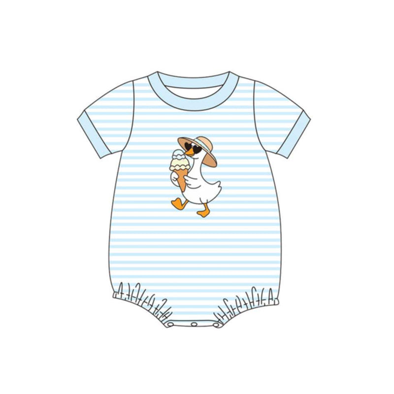 preorder SR4102 Goose Blue Striped Short Sleeve Boys Romper