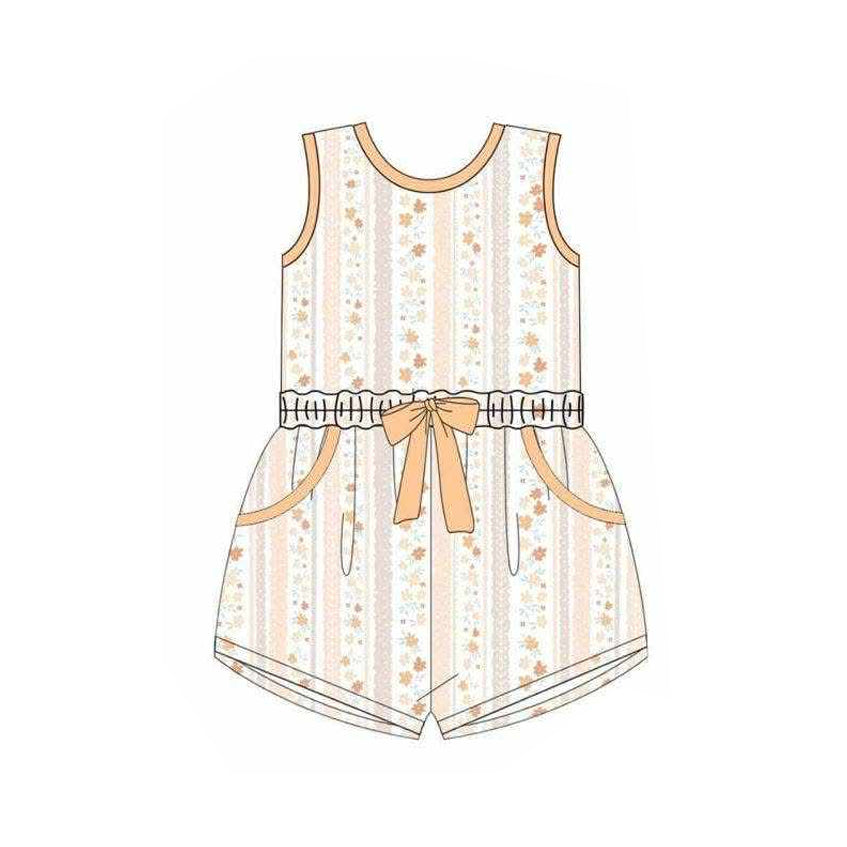 preorder SR4120 Flowers Yellow Bow Sleeveless Girls Romper