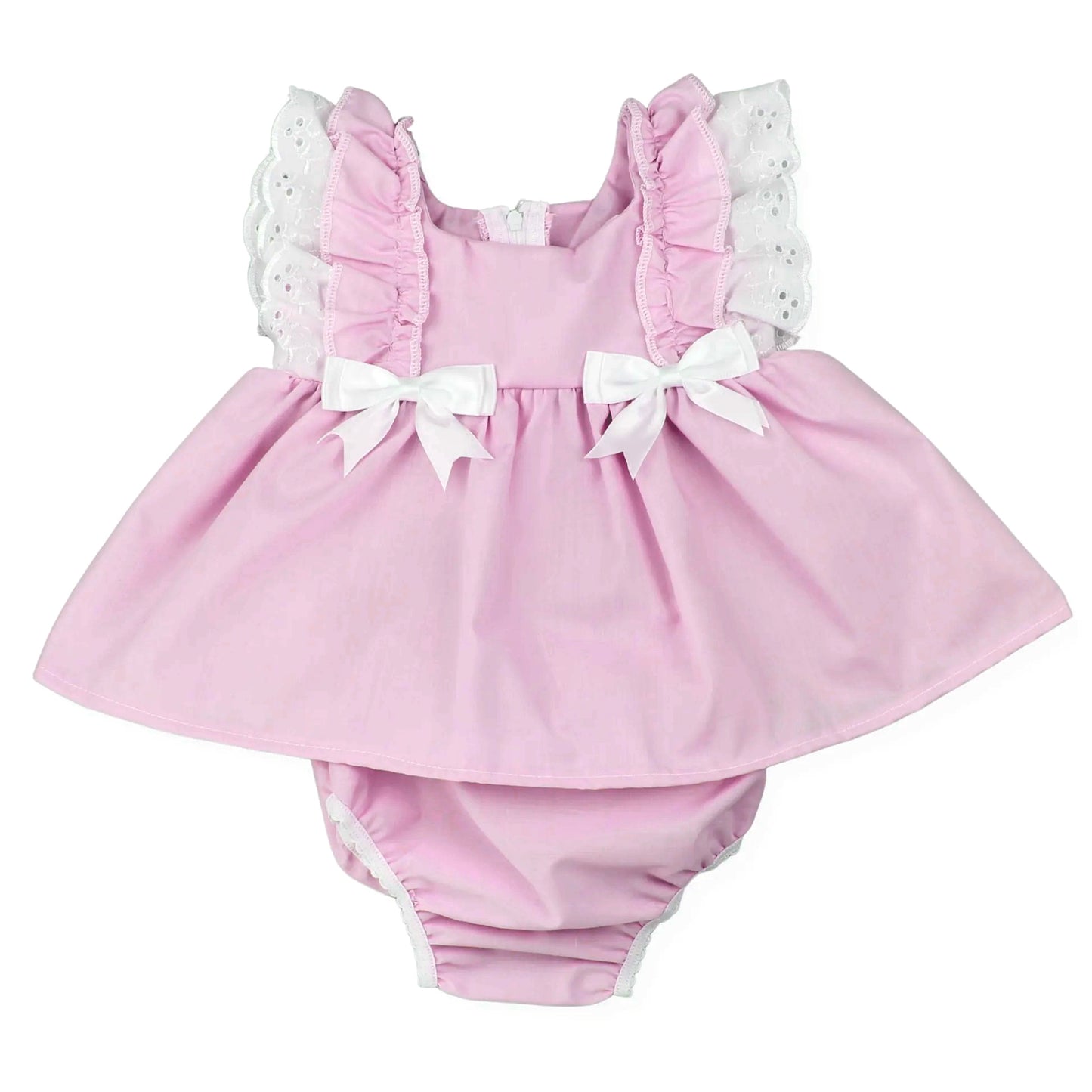 preorder SR4144 Pink Bows Flutter Sleeve Girls Romper