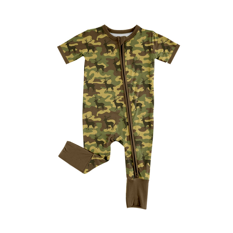 preorder SR4207 Camo Zipper Short Sleeve Boys Romper