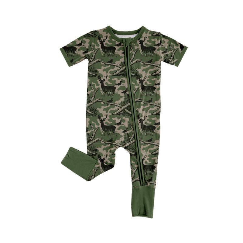 preorder SR4209 Camo Zipper Short Sleeve Boys Romper