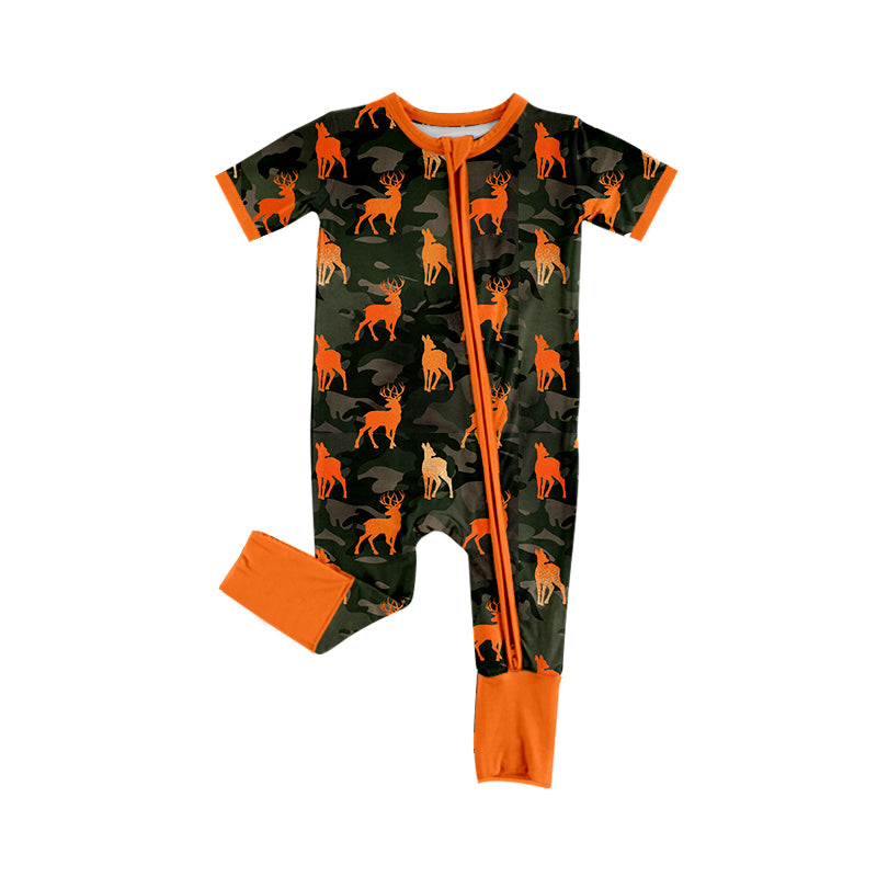 preorder SR4210 Camo Zipper Short Sleeve Boys Romper