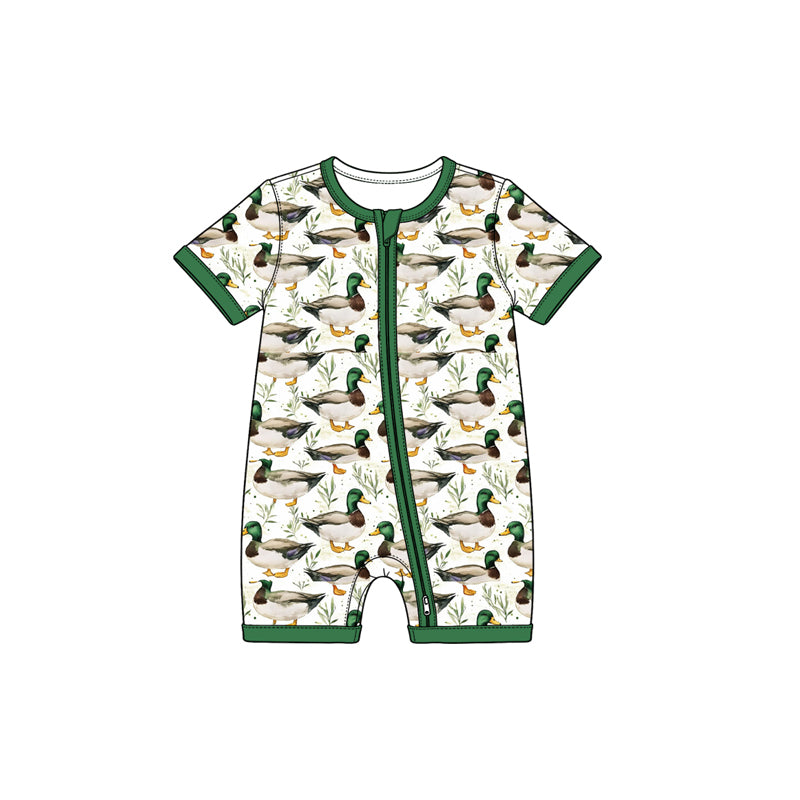 preorder SR4363 Mallard Duck Zipper Short Sleeve Boys Romper