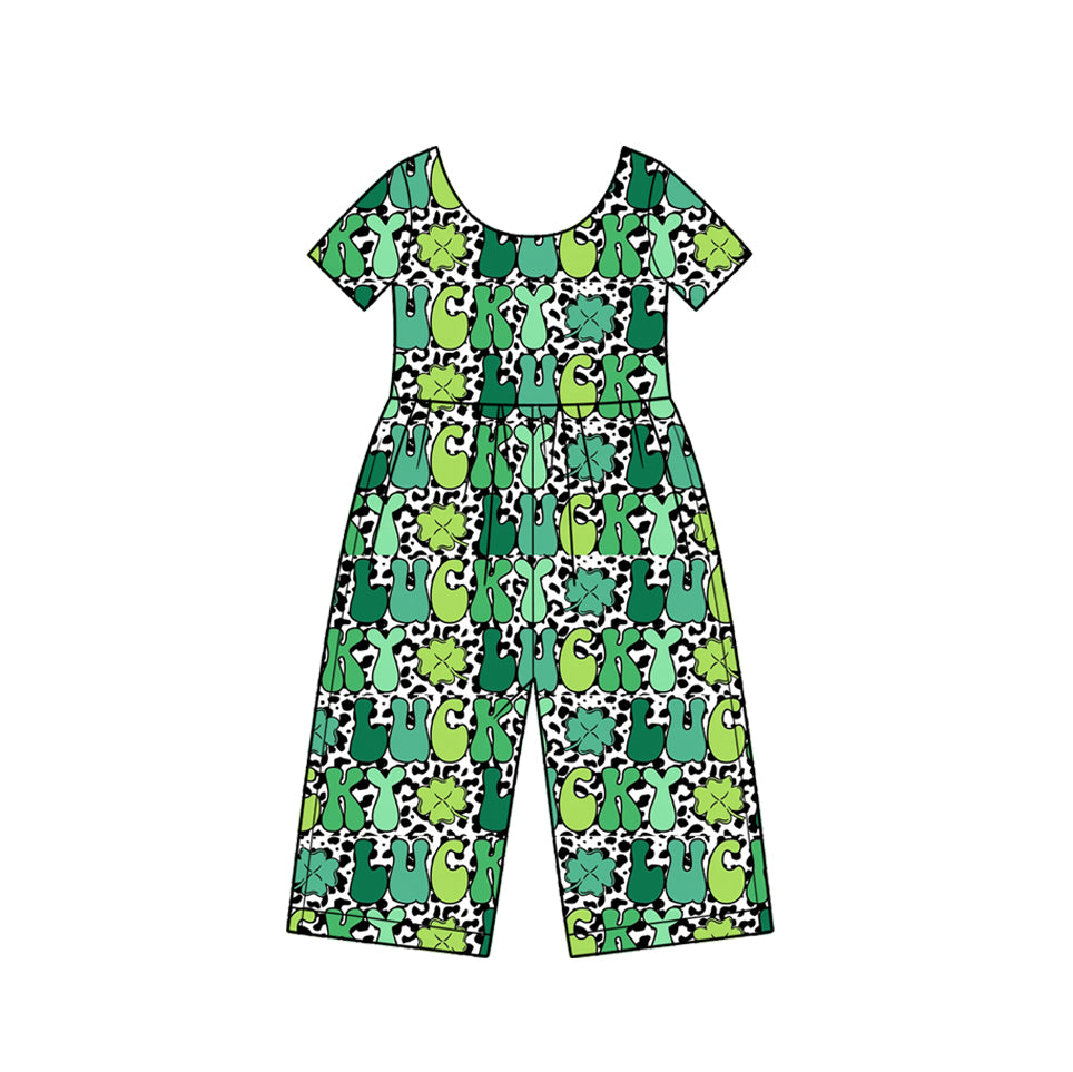 preorder SR4366 St Patrick Lucky Short Sleeve Girls Jumpsuits