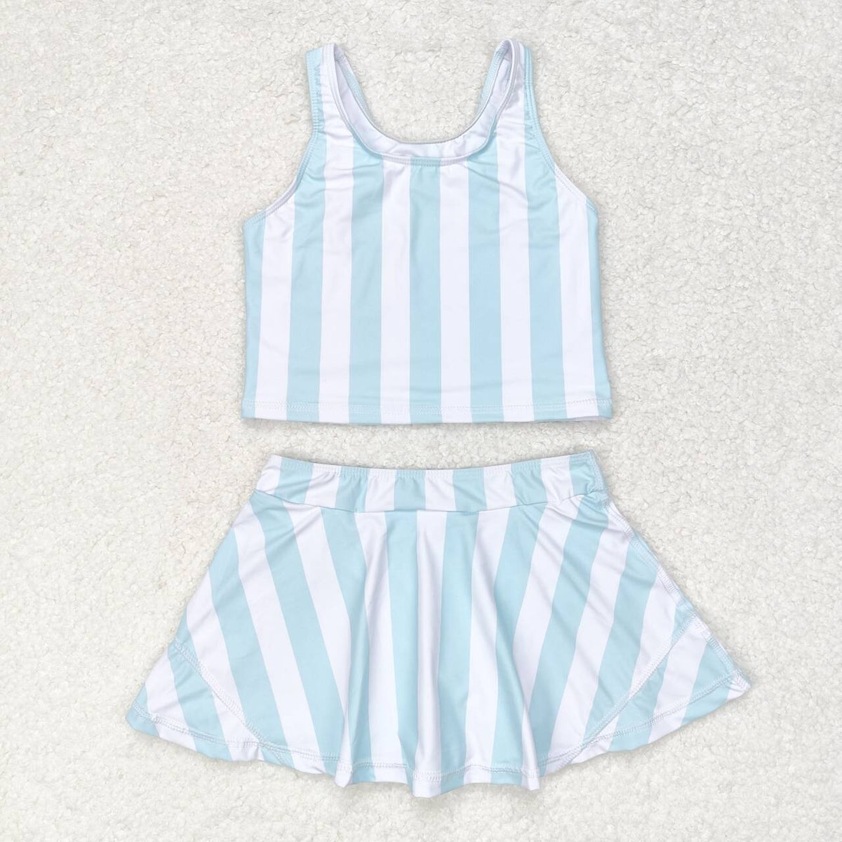 GSD2433 blue striped sleeveless skirt girls set active wear new