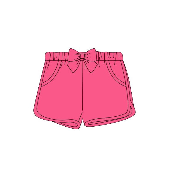 preorder SS0146 Hot Pink Bow Girls Summer Shorts