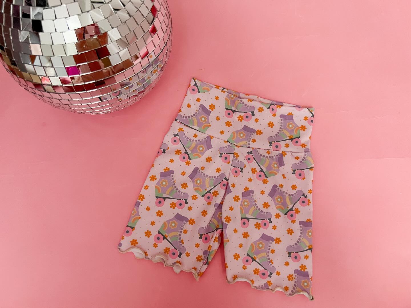 preorder SS0282 roller skates flowers pink girls shorts