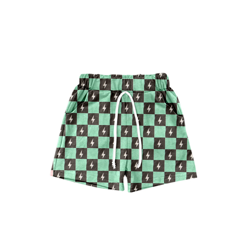 preorder SS0308 flash green checkered boys shorts