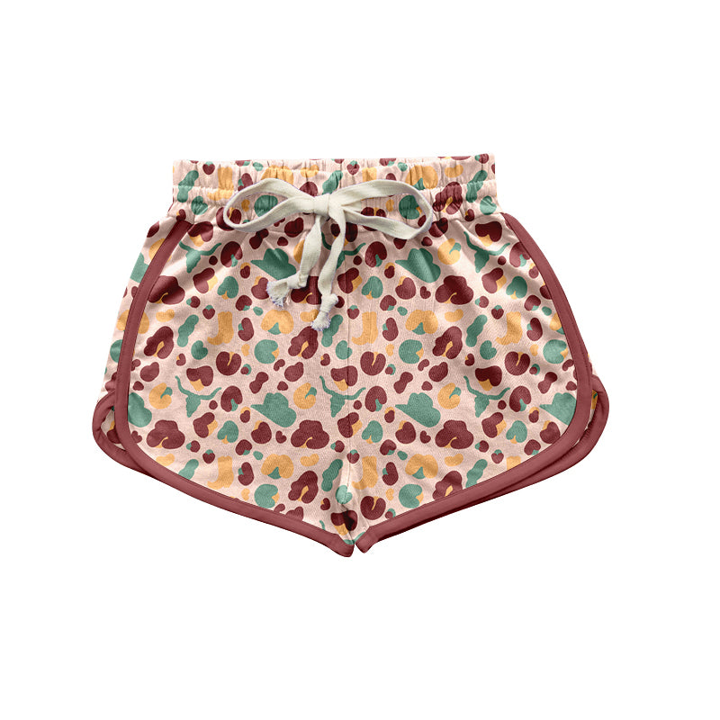 preorder SS0401 Western leopard cow maroon adult women shorts