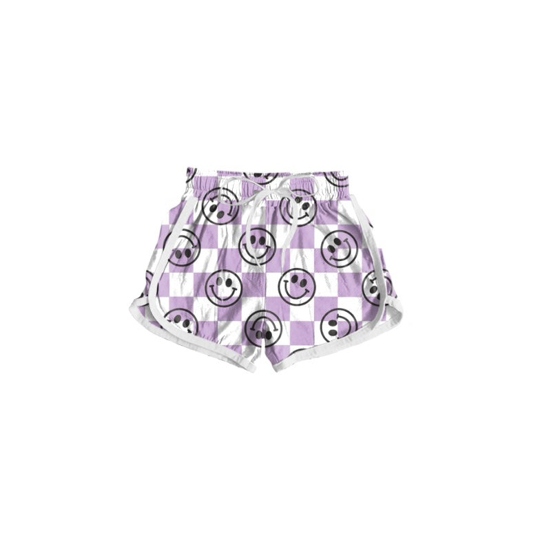 preorder SS0406 smile purple checkered girls shorts