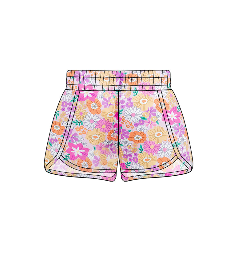 preorder SS0428 colorful flowers purple girls shorts