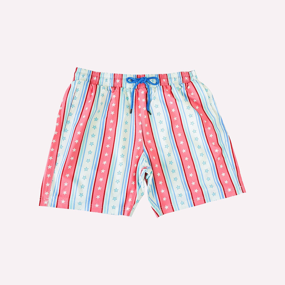 preorder SS0437 July 4th Star Red Blue Striped Boys Shorts