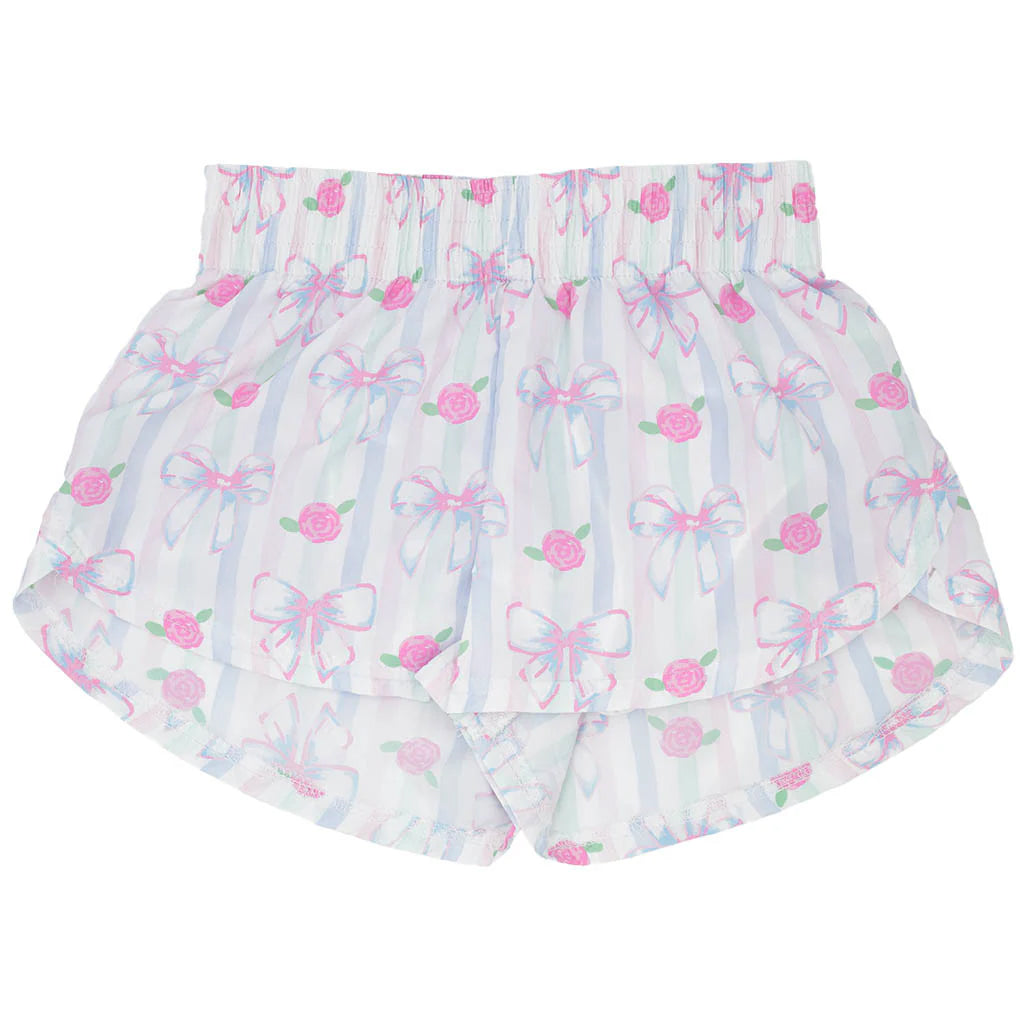 preorder SS0485 pink flowers blue bows girls shorts