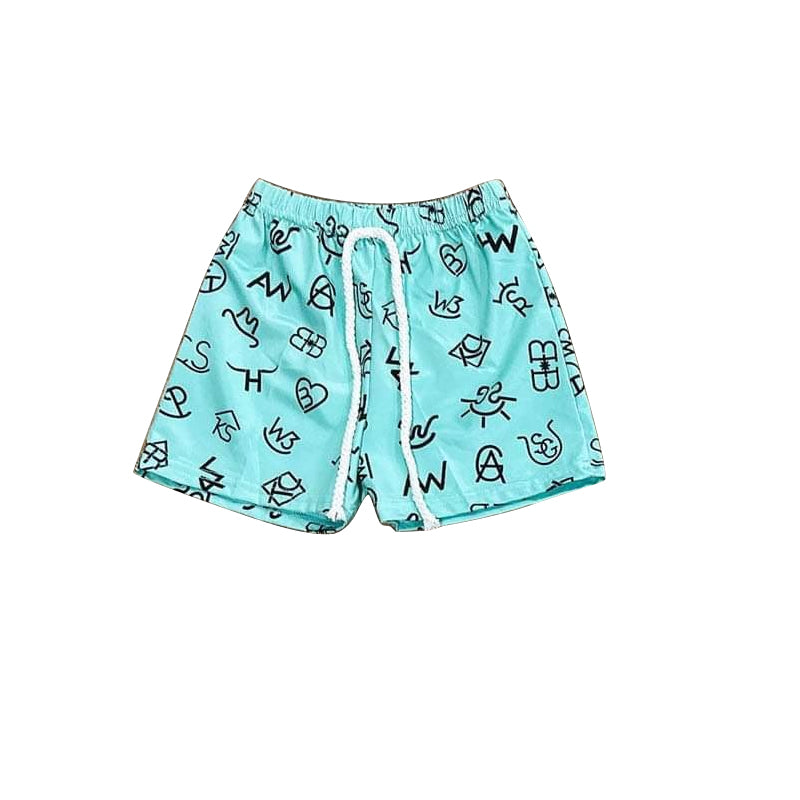 preorder SS0509 Western letter blue boys shorts