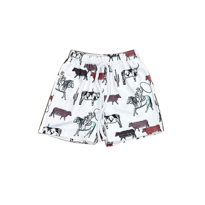 preorder SS0512 Western cow cactus boys shorts