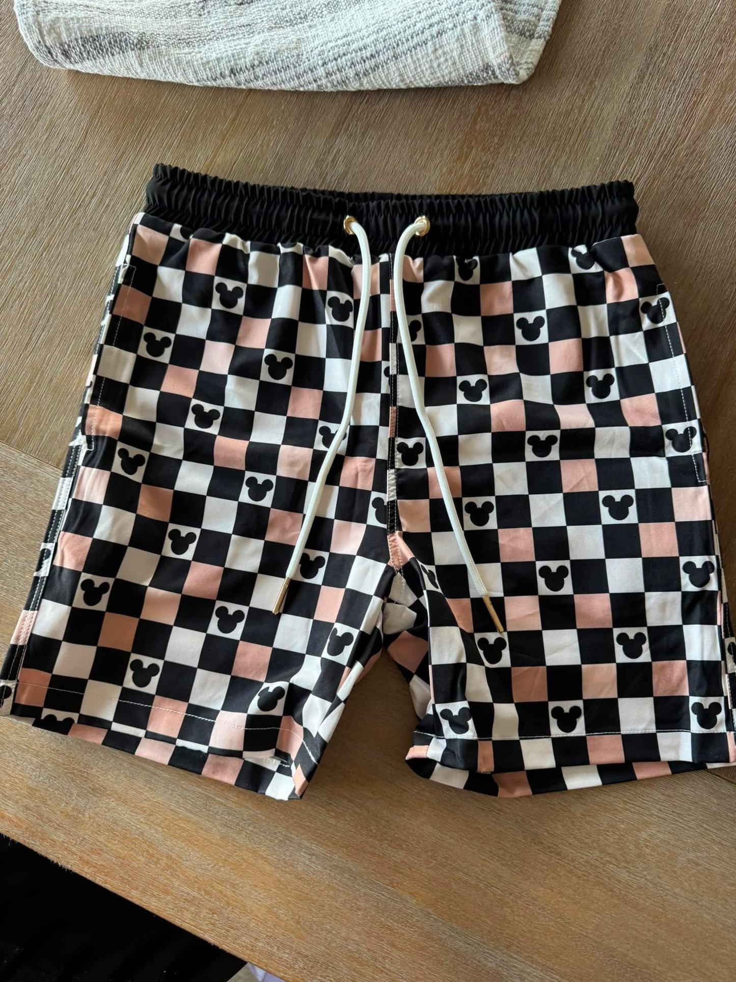 preorder SS0531 cartoon M black checkered boys shorts