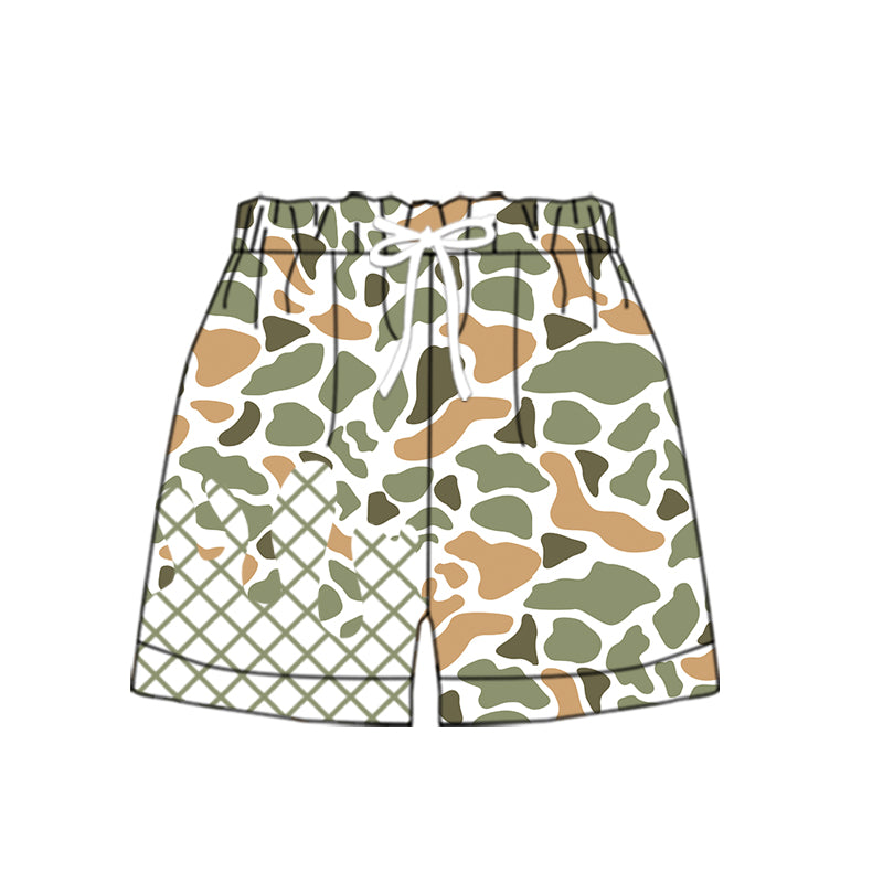 preorder SS0649 hunting green camo checkered boys shorts