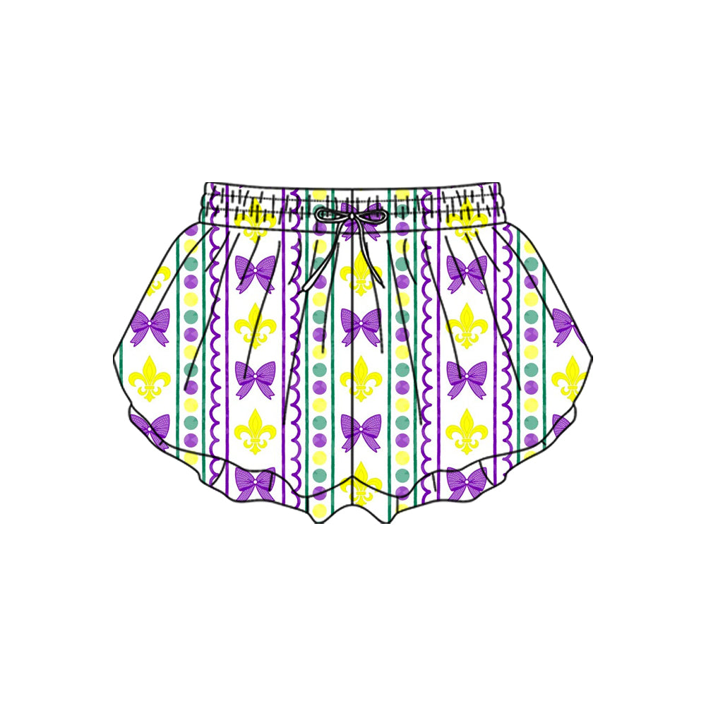 preorder SS0700 yoga Mardi Gras bows girls shorts
