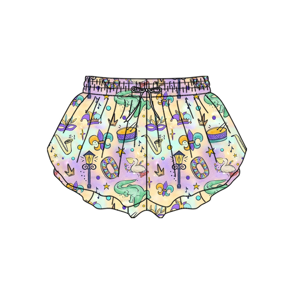 preorder SS0702 yoga Mardi Gras mask girls shorts