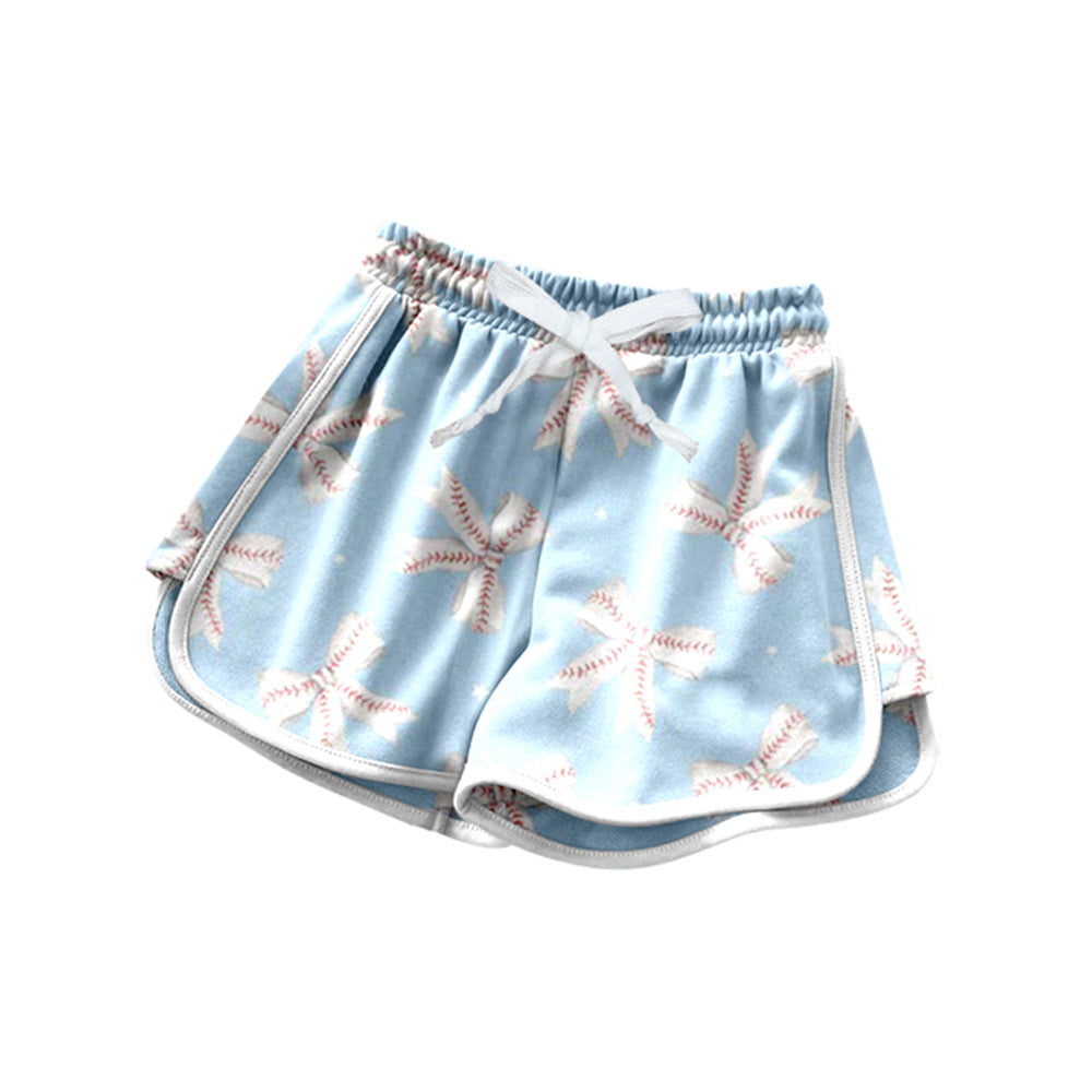 preorder SS0783 Baseball Bows Blue Girls Shorts