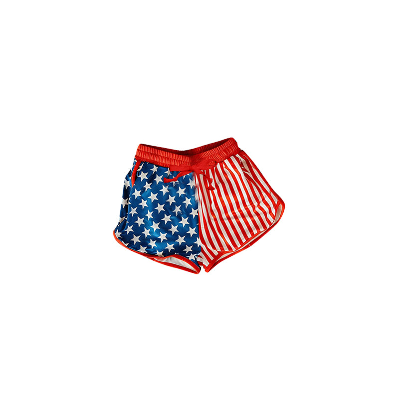 preorder SS0868 July 4th Star Red Striped Girls Shorts