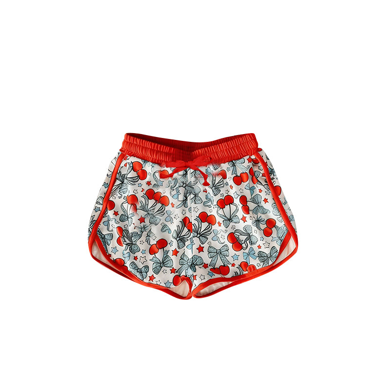 preorder SS0869 Cherry Bows Red Striped Girls Shorts