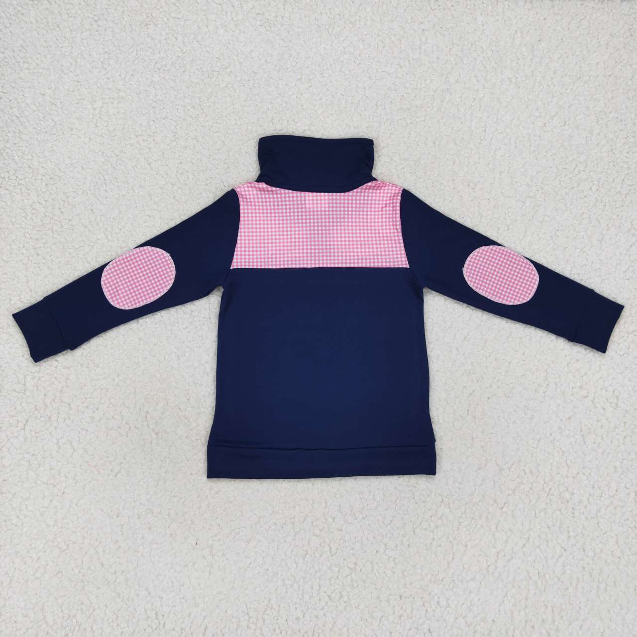 BT0290 Pink plaid navy long sleeve kids top