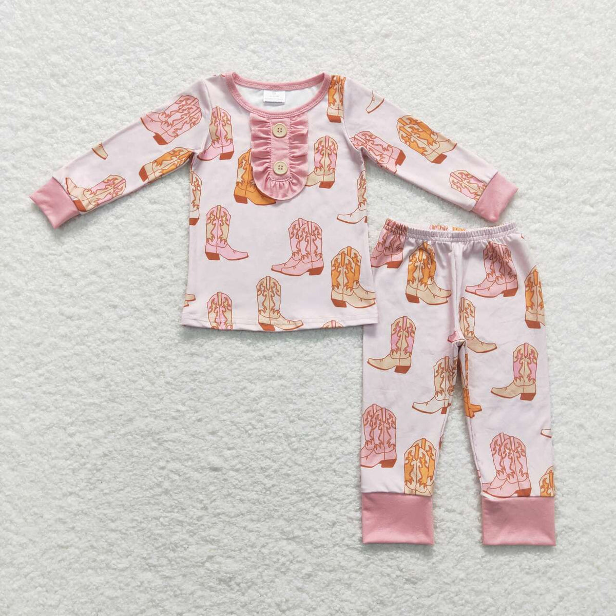 GLP1094 Western boot pink long sleeve pants girls pajamas