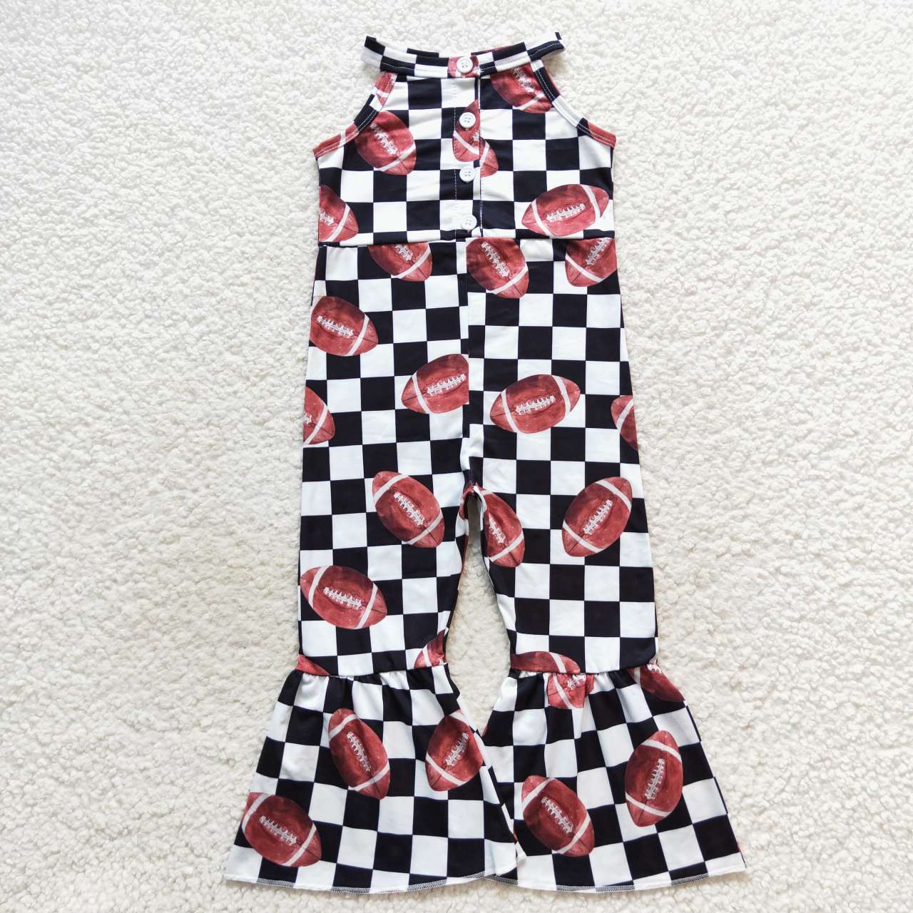 SR0445 Football black plaid girls jumpsuits