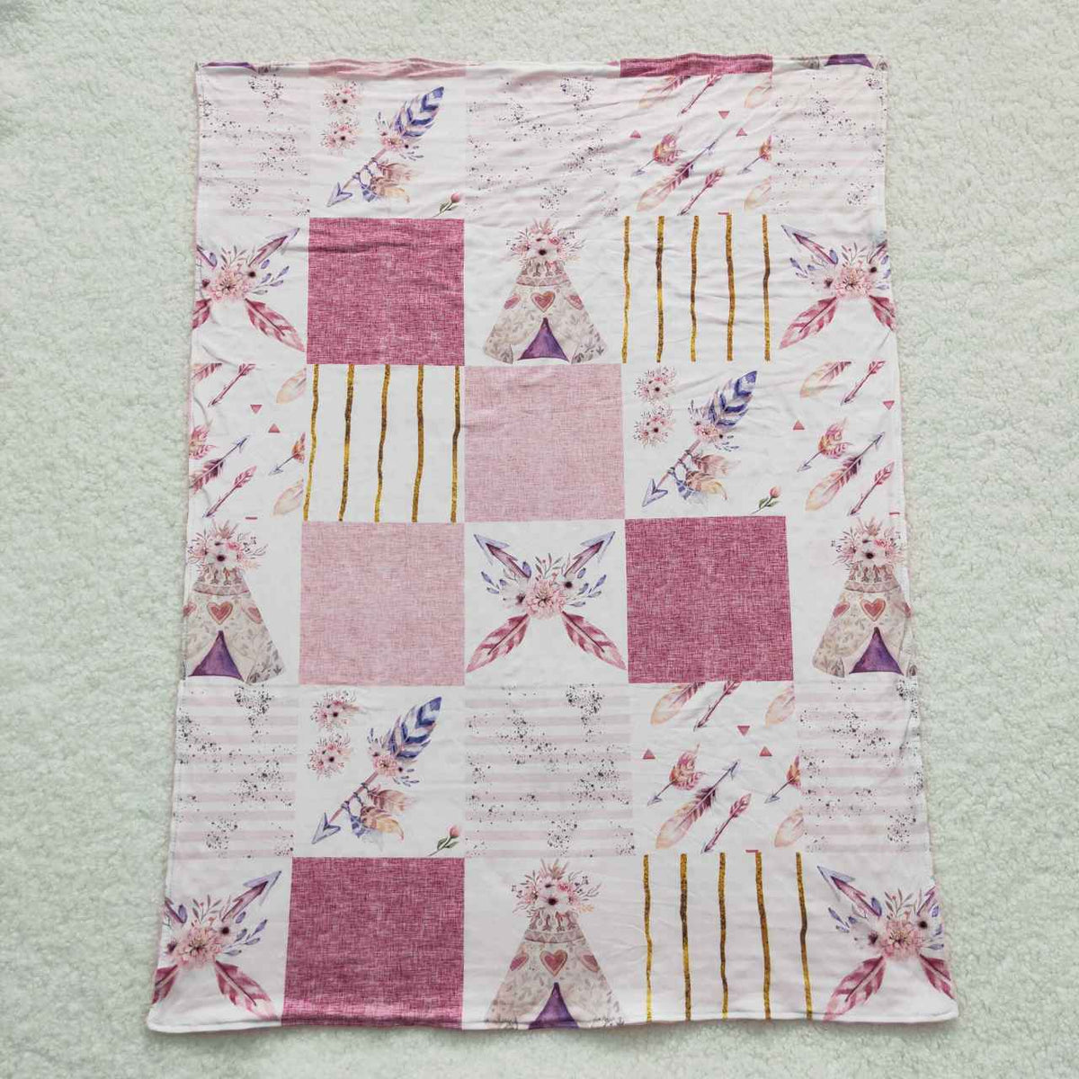 BL0066 Flowers pink baby blanket