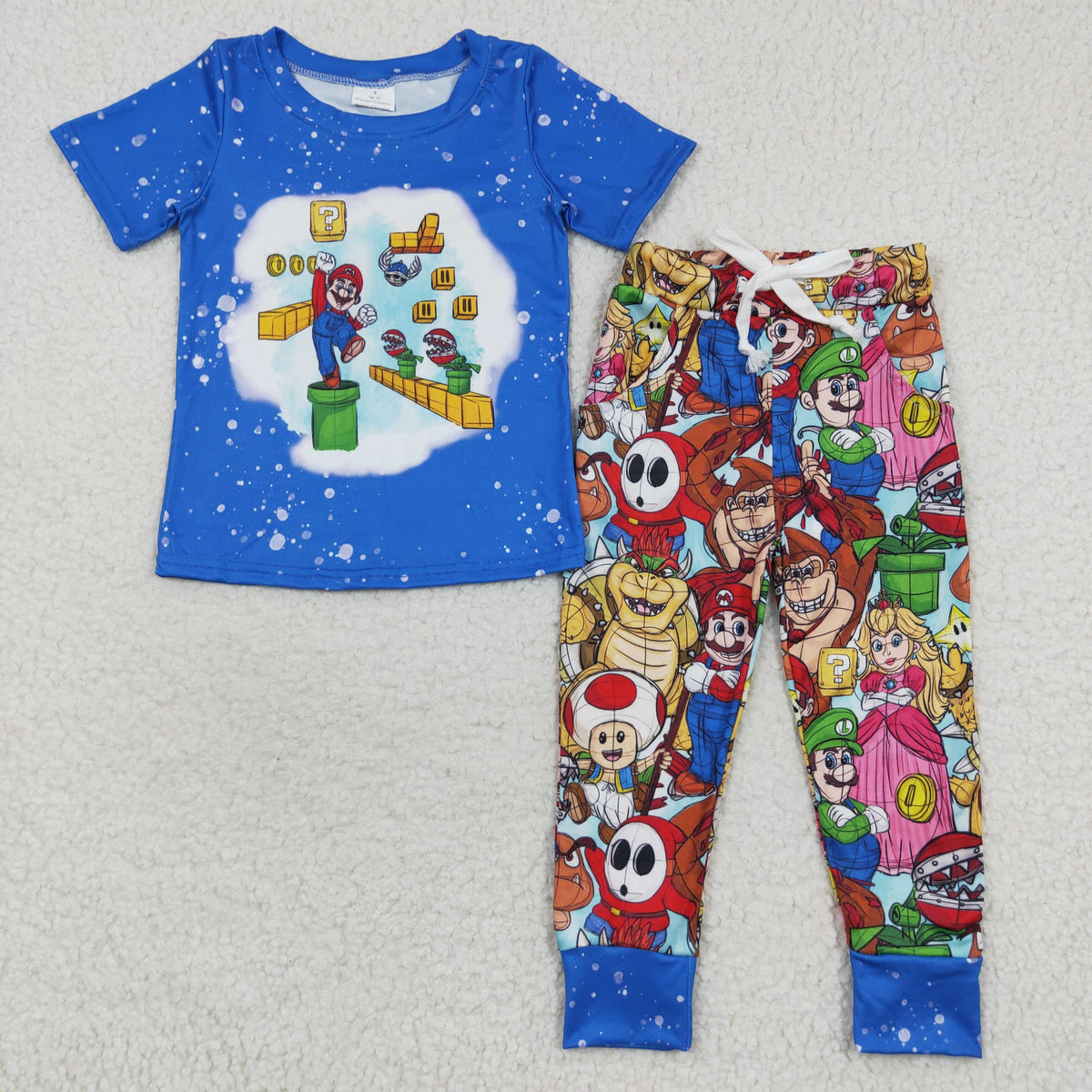 BSPO0142 Cartoon Blue Short Sleeve Pants Boys Clothes