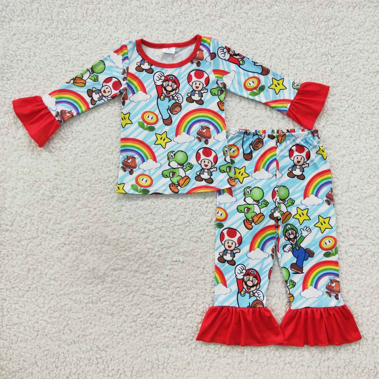GLP0668 Cartoon rainbow long sleeve pants girls pajamas