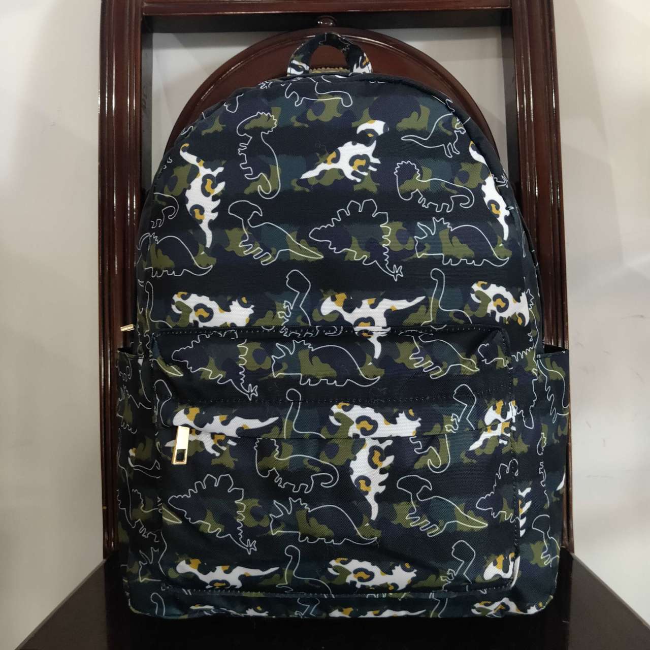 USA SHOP BA0155 Camo dinosaur green kids bag