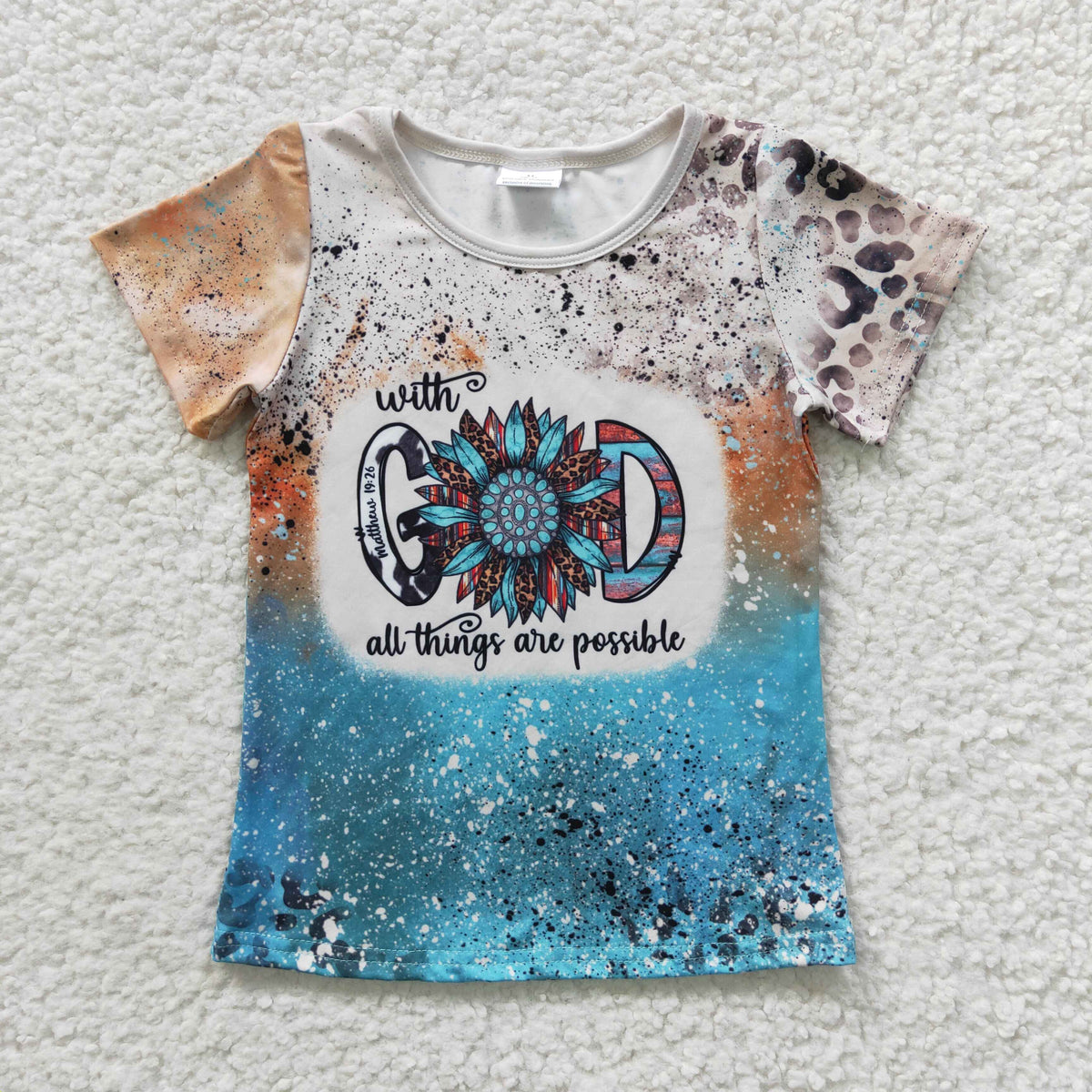 GT0195 Western All Things Are Possible Turquoise Blue Leopard T-shirts