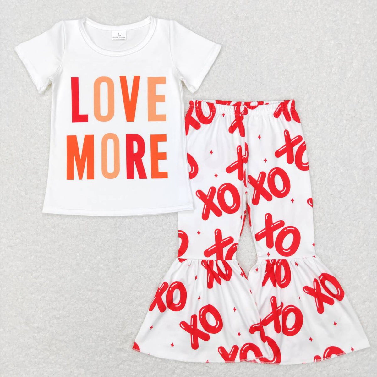 GSPO1122 Love more short sleeve XO pants girls set