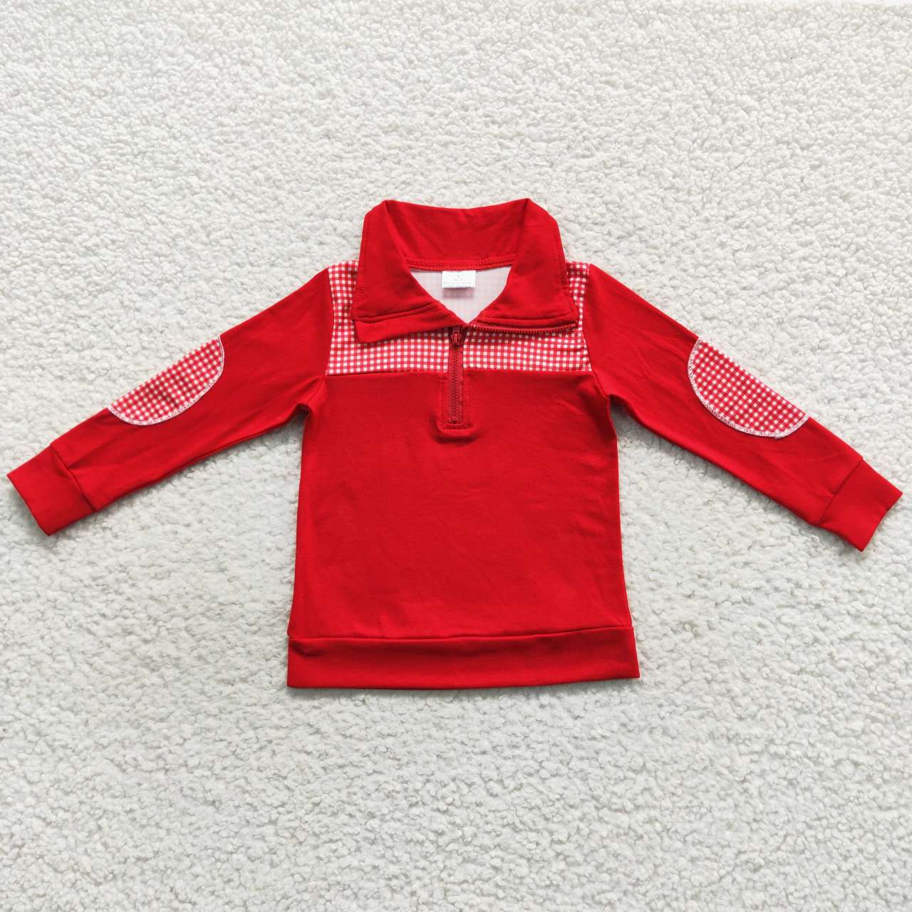BT0291 Red plaid red long sleeve kids top