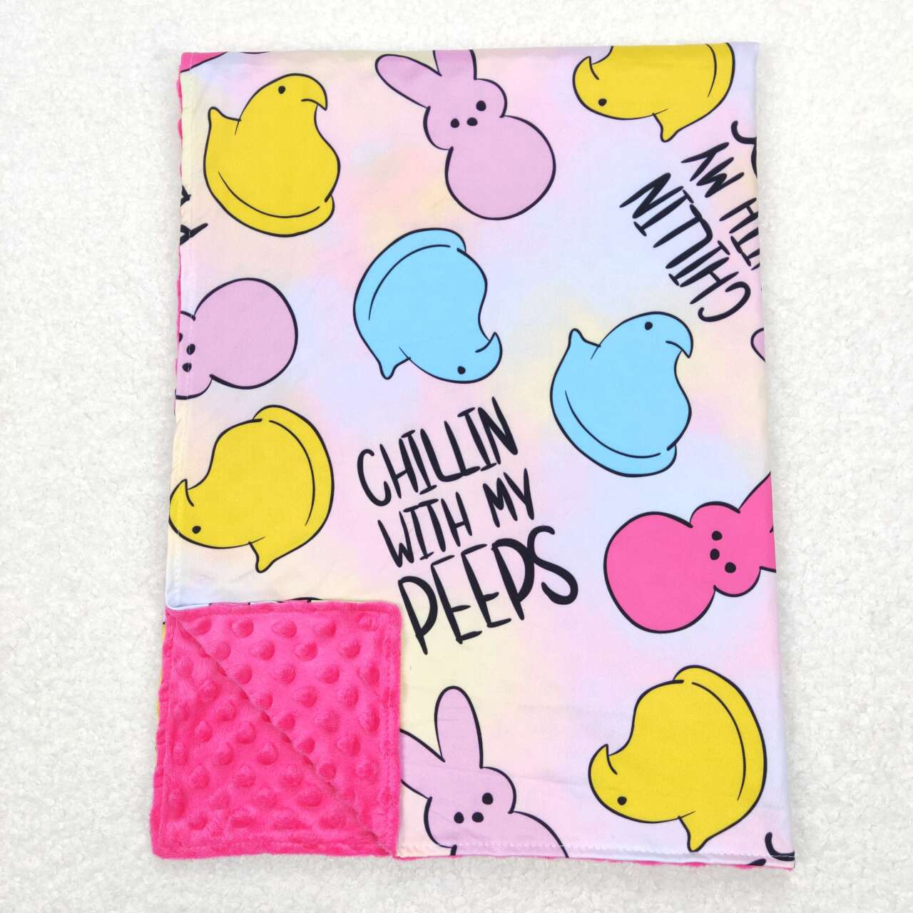 BL0093 Easter rabbit peep colorful baby blanket