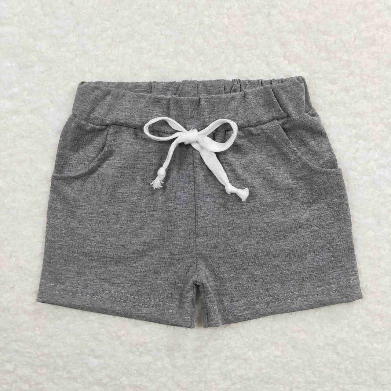 SS0133 Grey cotton pockets kids shorts