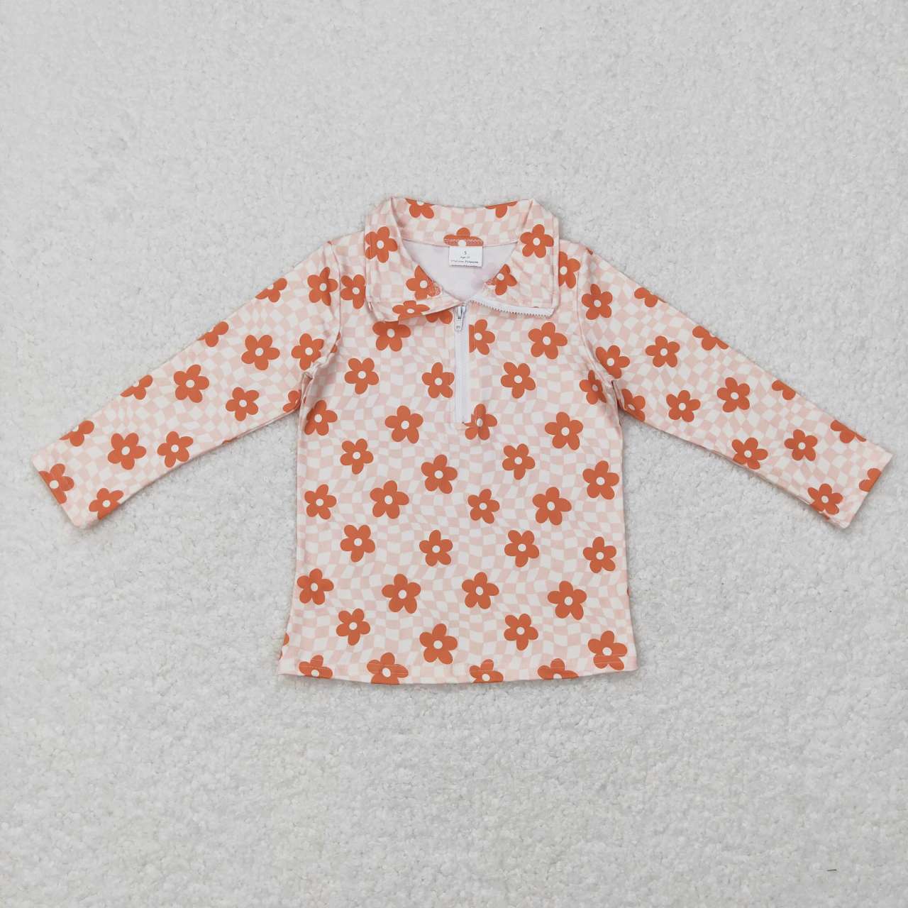 GT0362 Pink flowers long sleeve kids pullover