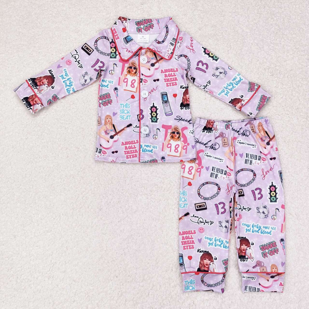 GLP1338 Taylor country singer purple long sleeve pants girls pajamas