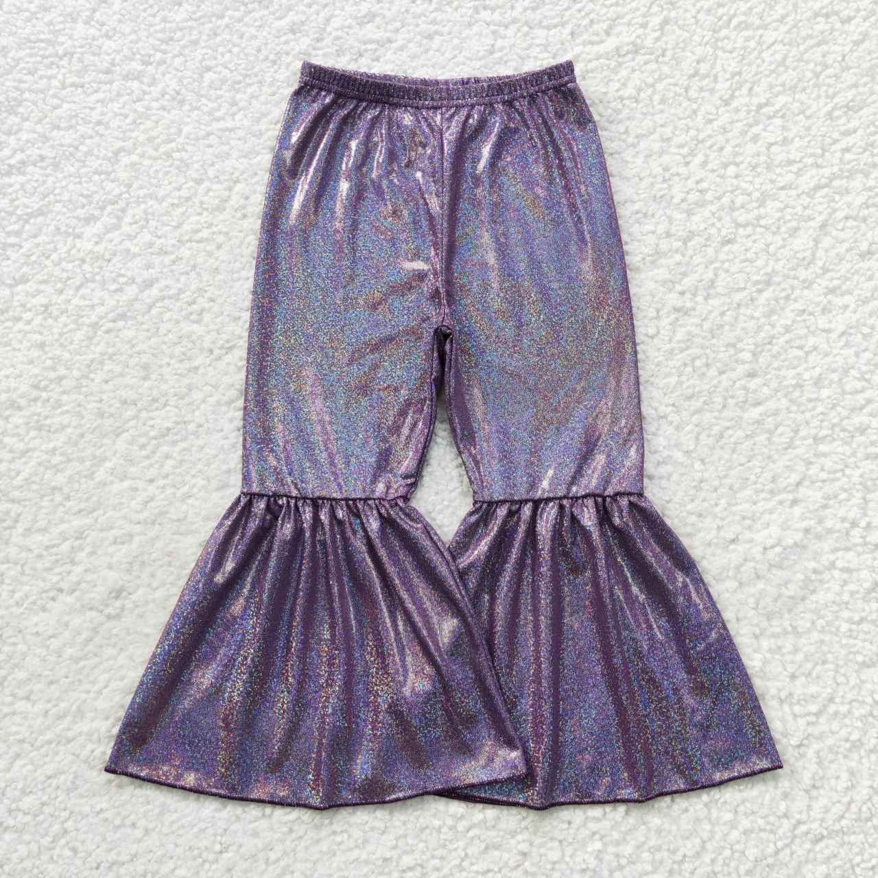 P0193 Purple Metallic Glitter Lurex Shimmer Silk Disco Pants