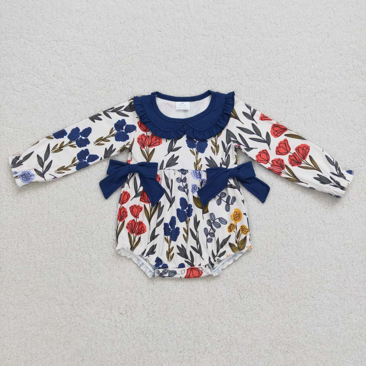 LR0697 Flowers leaf long sleeve kids romper